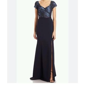 THEIA GOWN RIBBON TULLE IN MARINA BLUE WOMEN SIZE 4